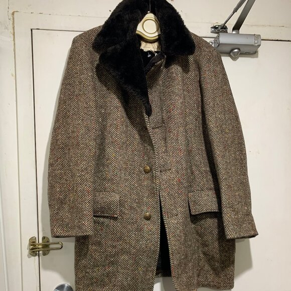 VINTAGE B ALTMAN & CO SHERPA LINED TWEED TRENCH COATS SIZE 38/S - Picture 3 of 15